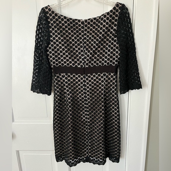 Milly of New York VINTAGE Black Crochet Dot Overlay Dress 4 Breakfast at Tiffany - Picture 6 of 16